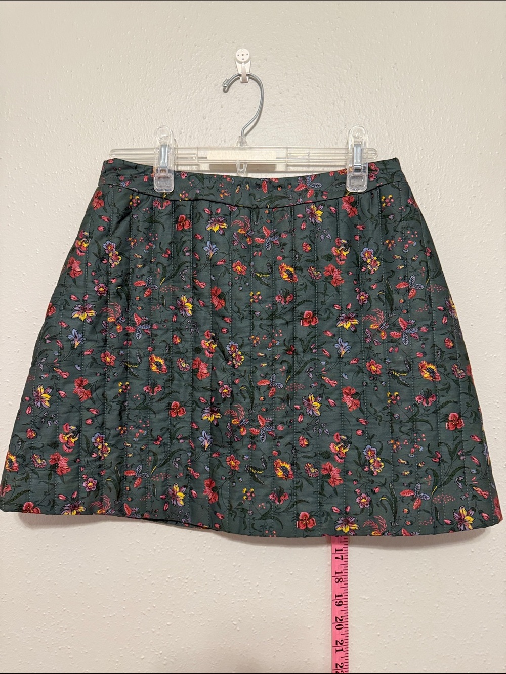 Hill House Quilted Mini Skirt in Dark Green Floral